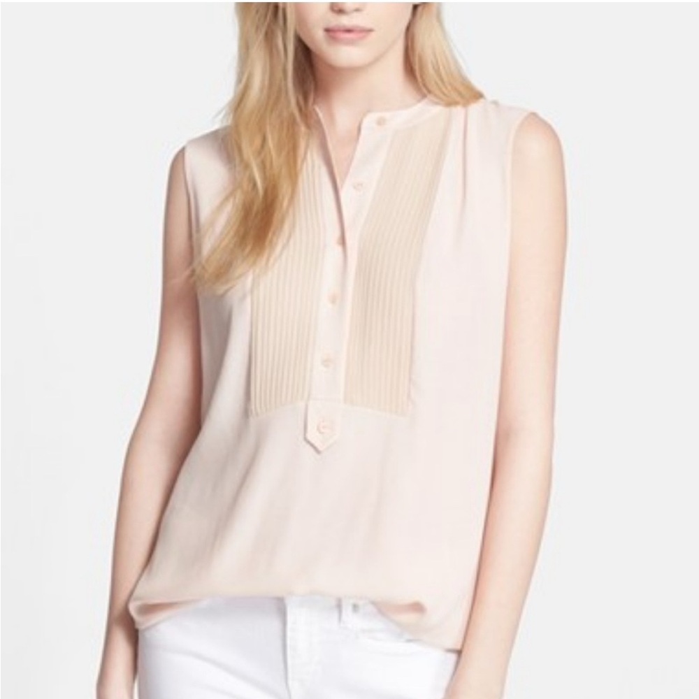 Vince Pleated Bib Sleeveless Tunic Top